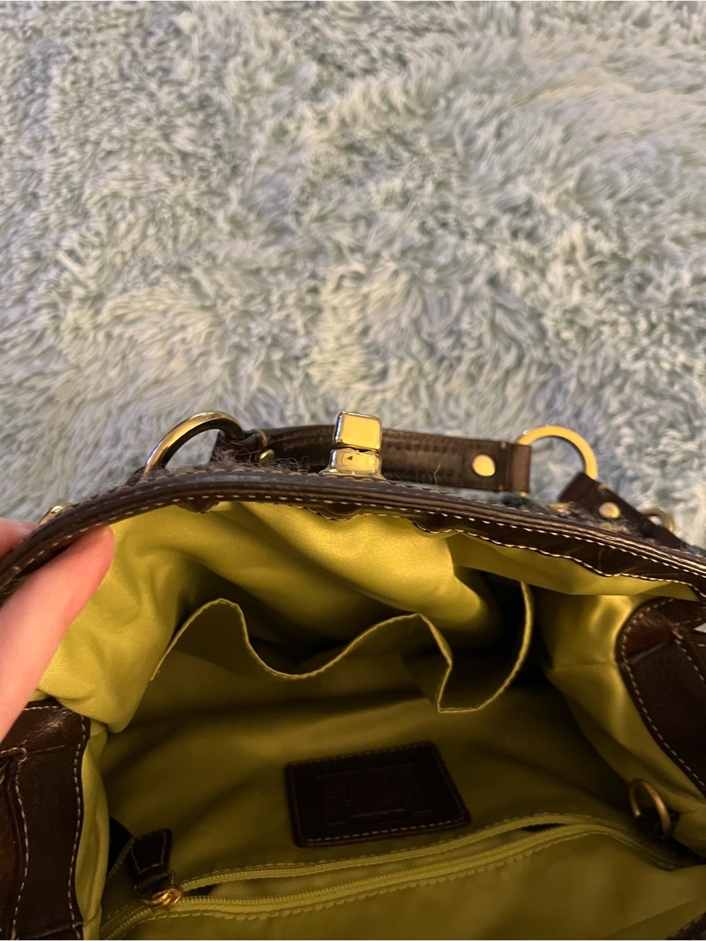 Coach Chelsea Boucle Tweed, Leather & Suede Pocket Satchel RARE STUNNING EUC - Picture 8 of 14